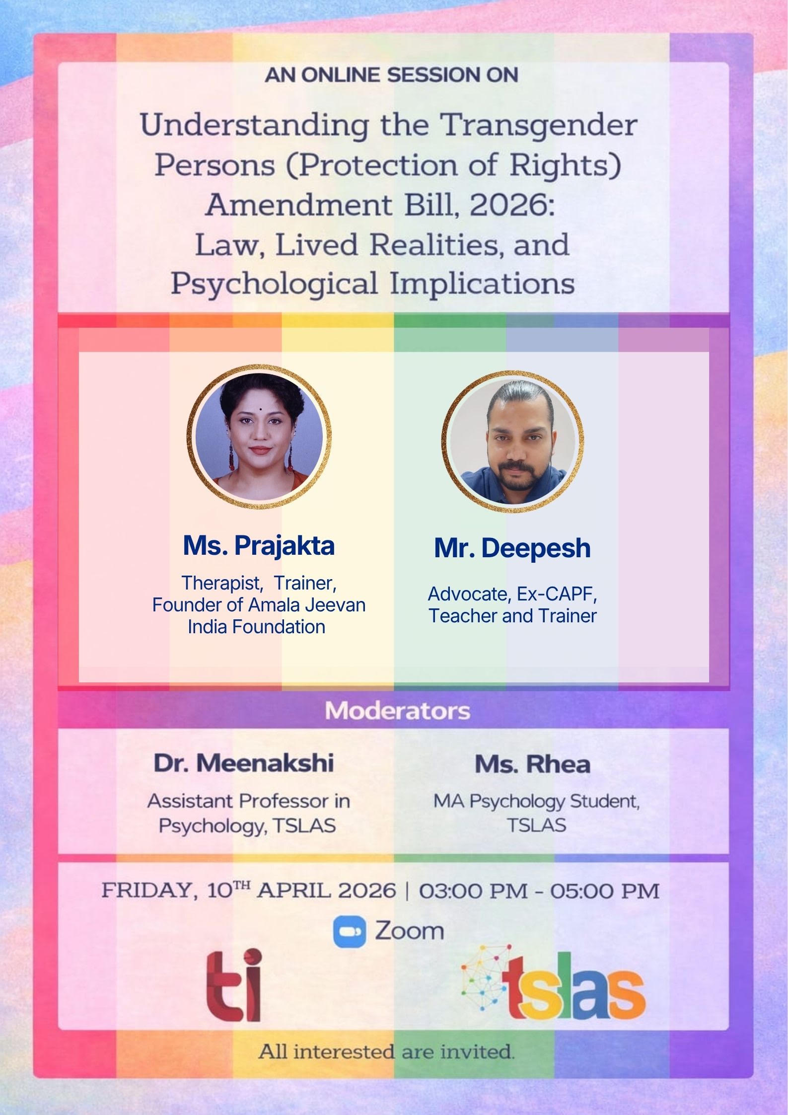 TSLAS Facilitates Online Discussion on Transgender Rights Amendment Bill and Inclusive Futures